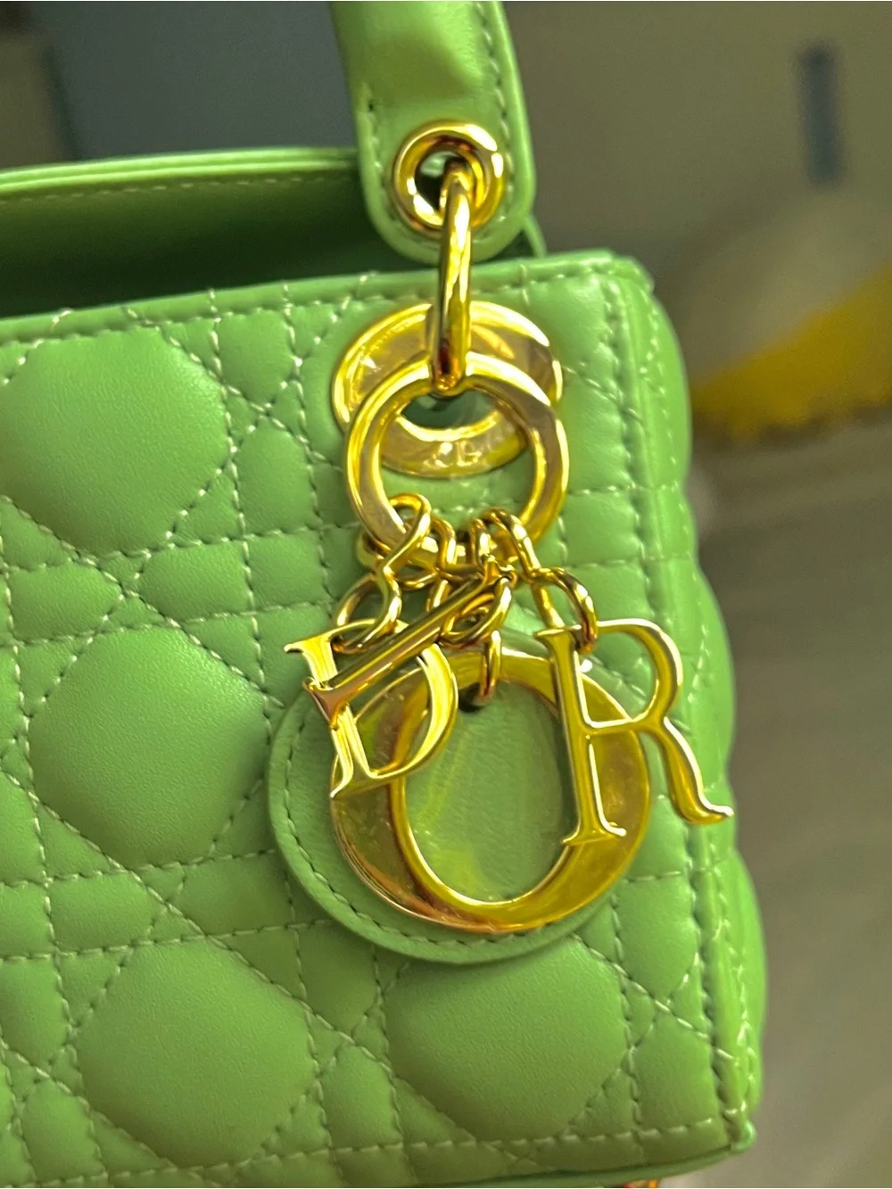 Lady Dior Lambskin quilted bag with Gold Hardware - Picture 2 of 9